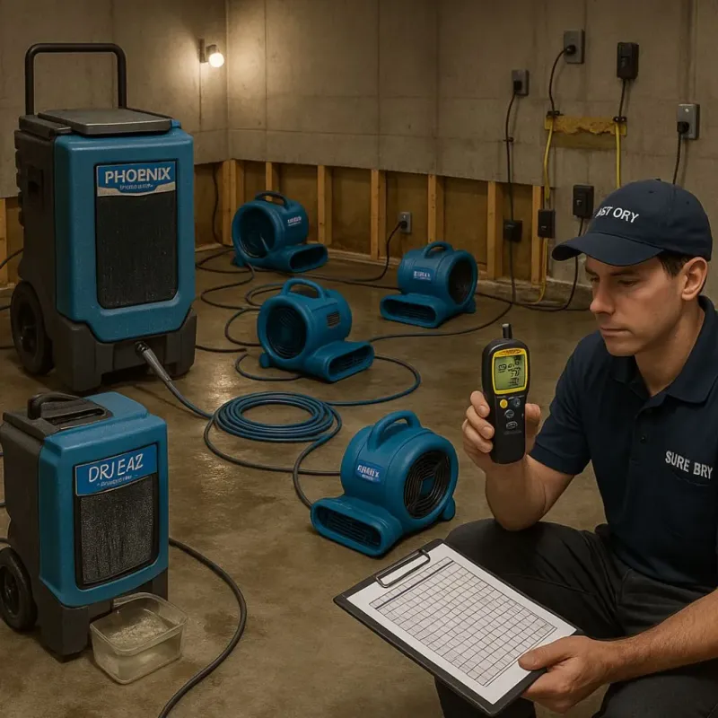 Structural Drying and Dehumidification process in Leonville, LA
